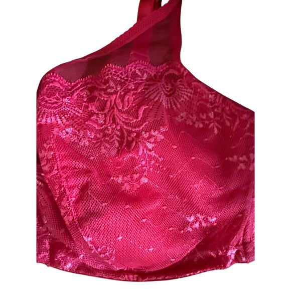 Victorias Secret Sz 36DDD Full Coverage Lace Bra Red Floral Feminine - Picture 2 of 8